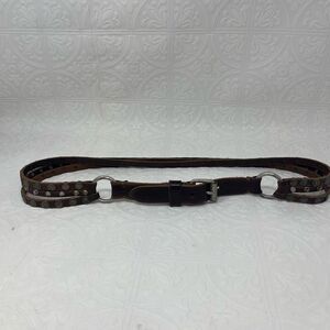 Leather Studded Jeweled Belt Sz L